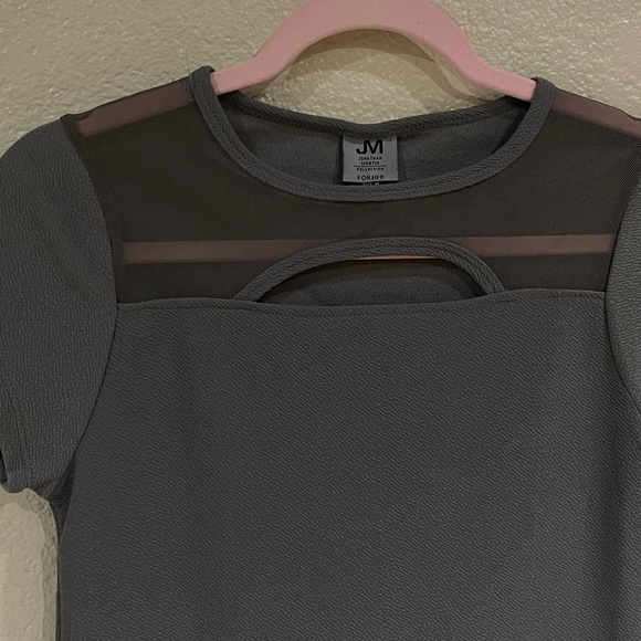 jonathan martin Gray Mini Sheath Dress with Mesh Yoke - Picture 5 of 5